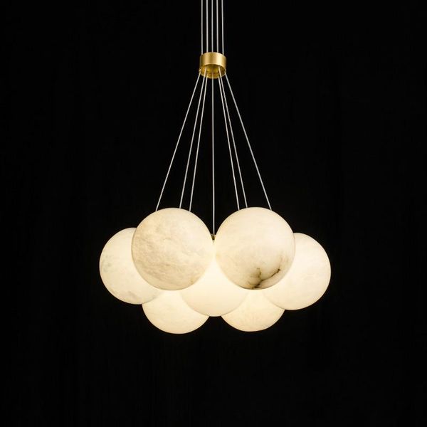

pendant lamps marble chandelier all copper modern chinese style living room restaurant bar lighting el staircase