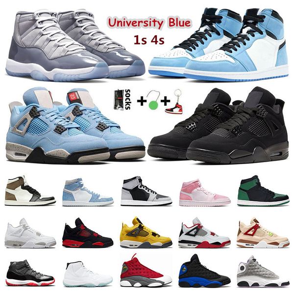 

university blue men designer basketball shoes 1s hyper royal dark mocha shadow 2.0 4s white oreo 13s court purple red flint black cat 11s co