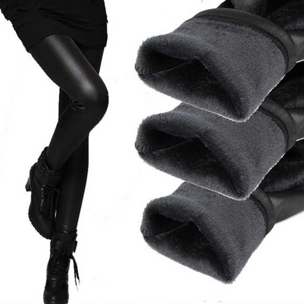 

women's pants & capris pant thicken fleece bottoms pencil winter warm trousers high elastic leggings m848, Black;white