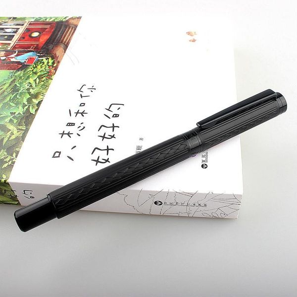 

fountain pens luxury metal pen black 0.5mm f nib steel ink smooth writing signing gift for office school