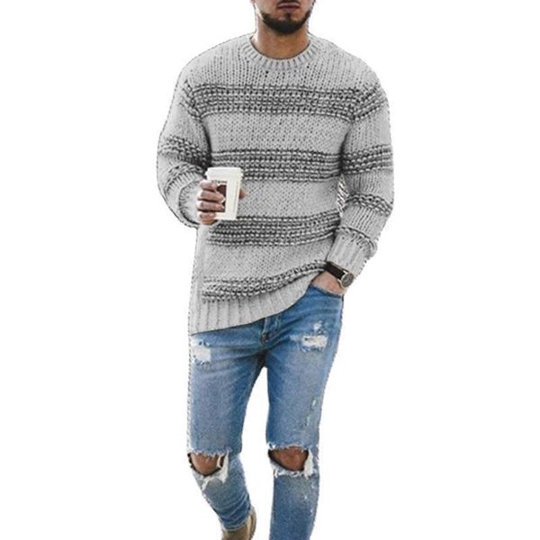 

2021 round collar sweater men, White;black