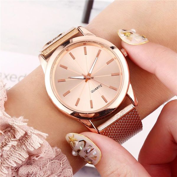 

wristwatches ladies simple fashion silicone mesh strap watch casual quartz women's 2021 relÃ³gio horloges vrouwen, Slivery;brown