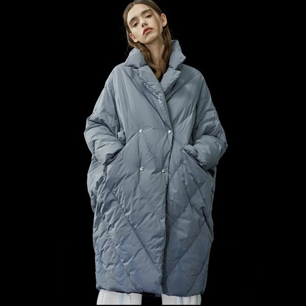 

winter new arrival women plus size thicker warm white duck down coat jacket cocoon&bat type thicken parkas with big pocket f121 sh190913, Black