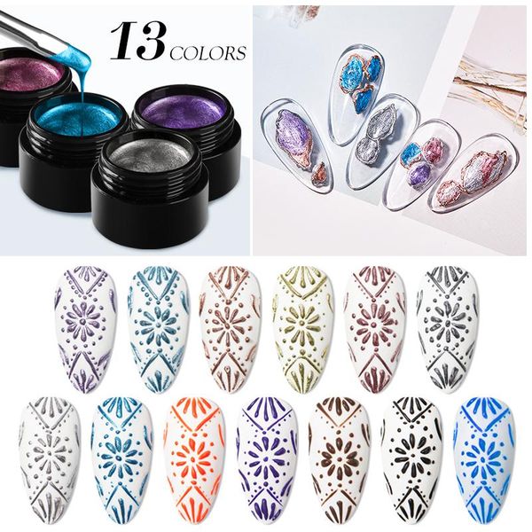

nail gel meet across 5ml metal effect draw painting art color manicure long lasting varnish hybrid lacquer, Red;pink