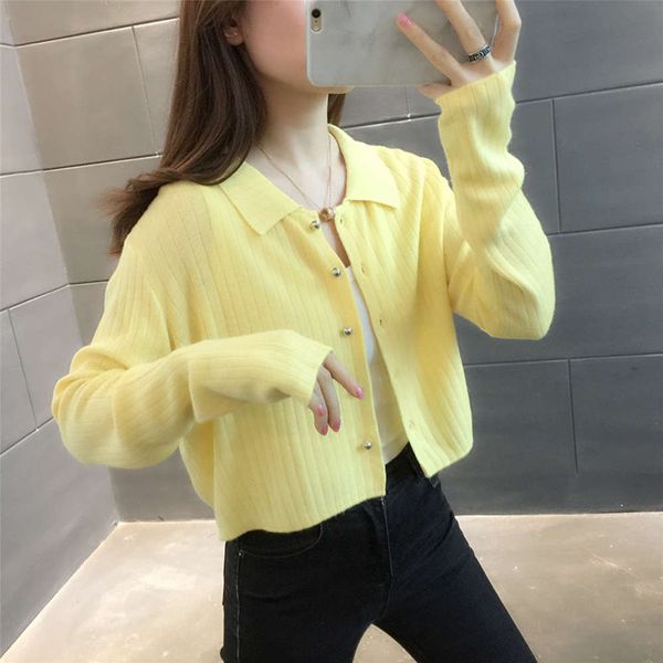 

thin cardigan sweater coat women's and autumn 2021 early spring new hong kong style lazy short knitted top, White;black
