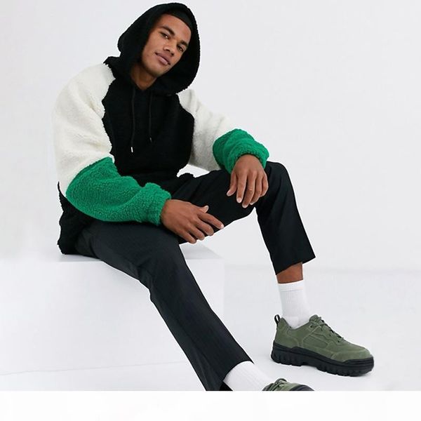 

e-baihui 2020 spring and autumn new trend men's pullover sweater, loose hooded long-sleeved plush jacket mzh0709-11, Black