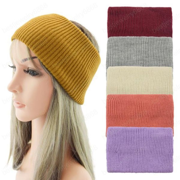 Moda Mulheres Headband Turbante Turbante Alta Elastic Hairband Cor Sólida Color Turbante Para Acessórios De Cabelo Adulto Inverno