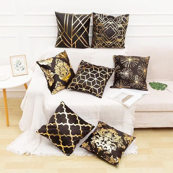

cushion/decorative pillow black gold cushion wrap stamping throw pillows for chairs seat pillowcase decor home livingroom decoration