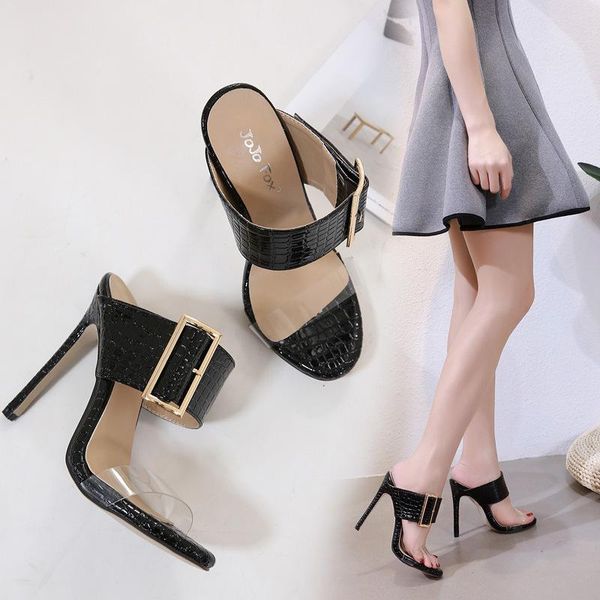 

high heel sandals 2021 cool buckle bring sexy, Black