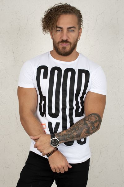 

White Font Baskl Male T-shirt 2002021 6hre, White;black