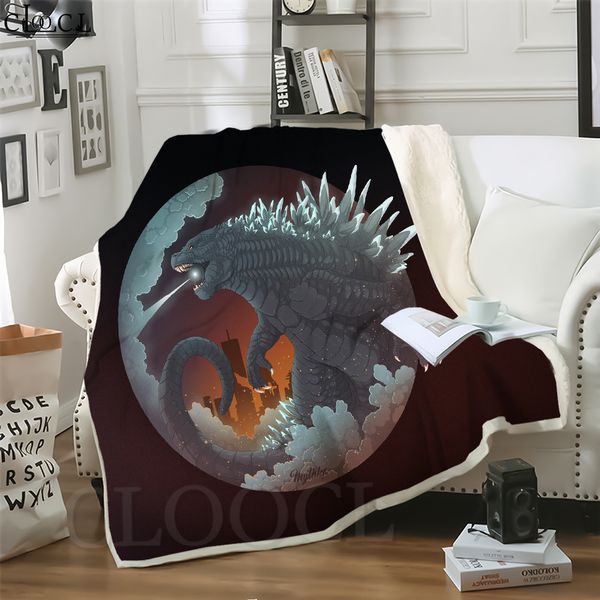 

cloocl blankets sci-fi movie godzilla 3d print casual style sofa travel throw blanket teens bedding plush quilt