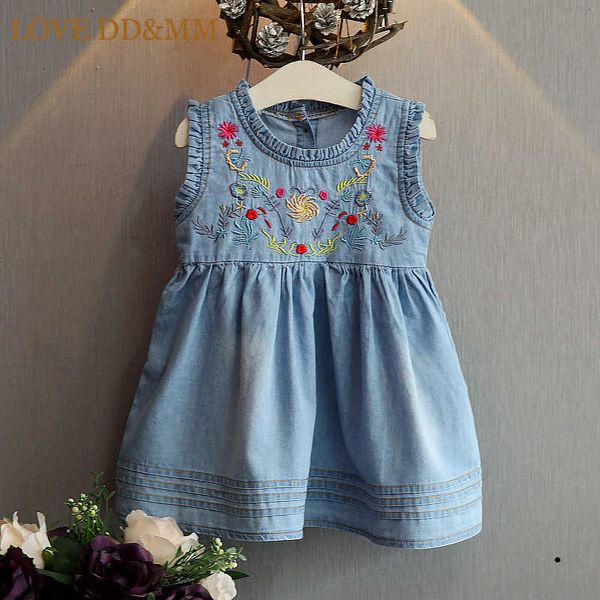 

love dd&mm girls clothing dresses spring summer girls embroidered fungus ear collar denim dress 210715, Red;yellow