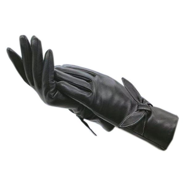 

five fingers gloves winter ladies wrist fashion sheepskin black warm leather driving thickened super soft lining autumn long 2021-, Blue;gray