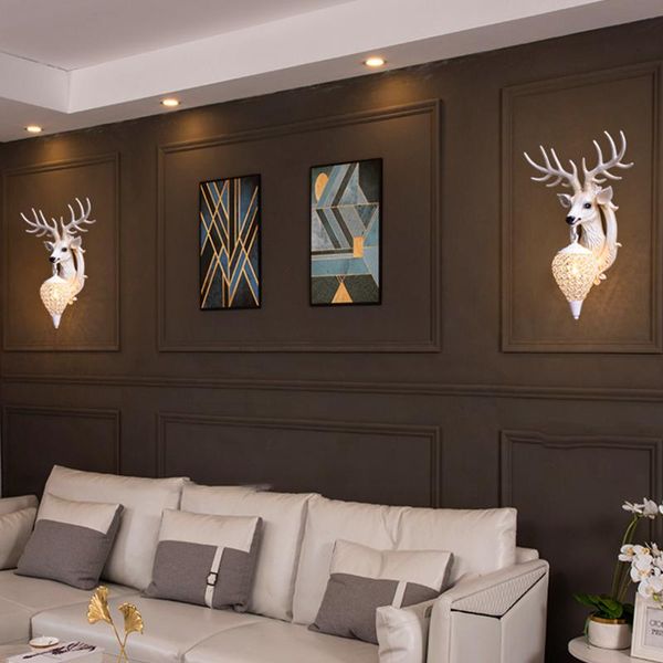 

wall lamps american retro loft stairs corridor sconce light fixture house outdoor antlers decor balcony lighting