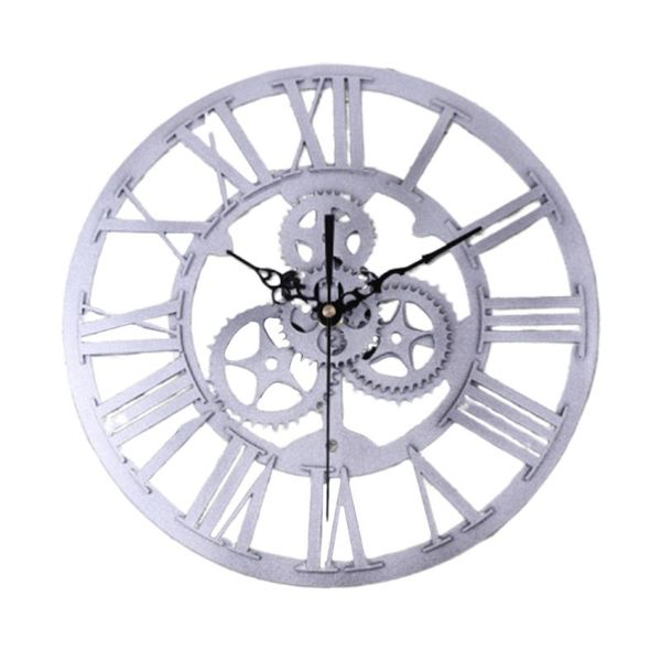 

wall clocks 1pc retro gear clock decorative industrial style clock(silver)
