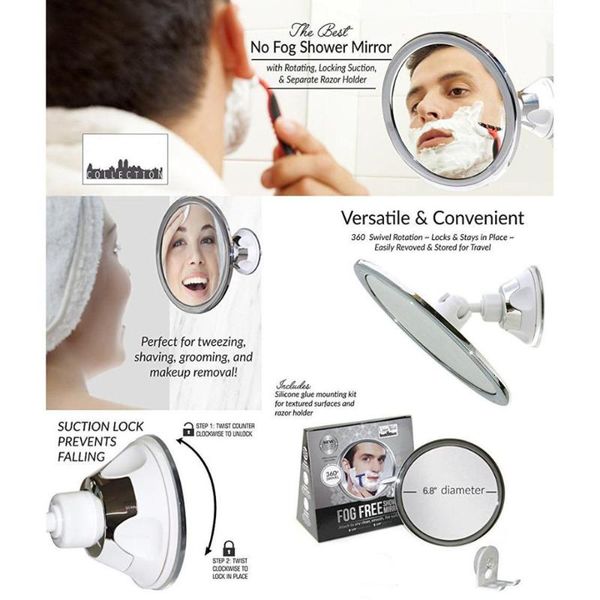 

mirrors 360 rotation fogless suction cup shower shave make up fog mirror