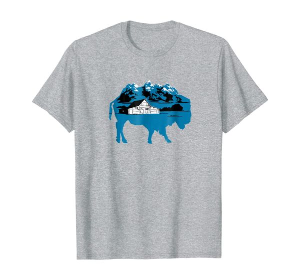

grand teton national park t shirt buffalo and moulton barn, White;black