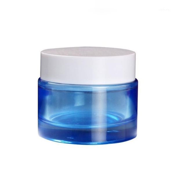 

storage bottles & jars high grade 50g transparent blue cream box glass bottle 10pcs/lot