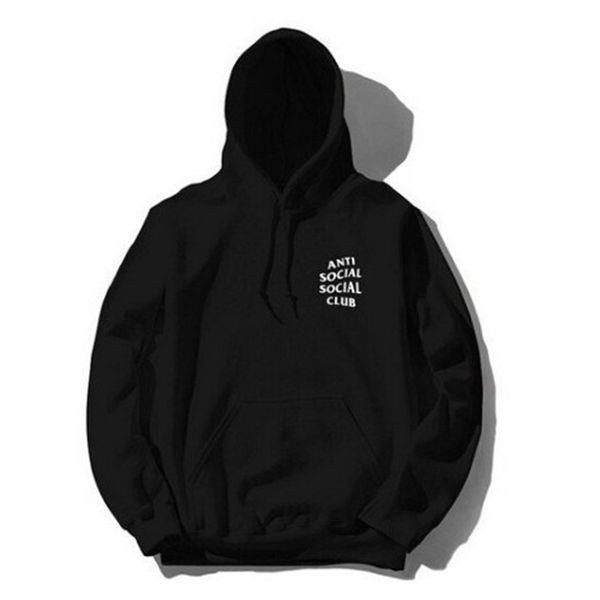 

social club front and back printing fashion trend casual hooded pocket, Black
