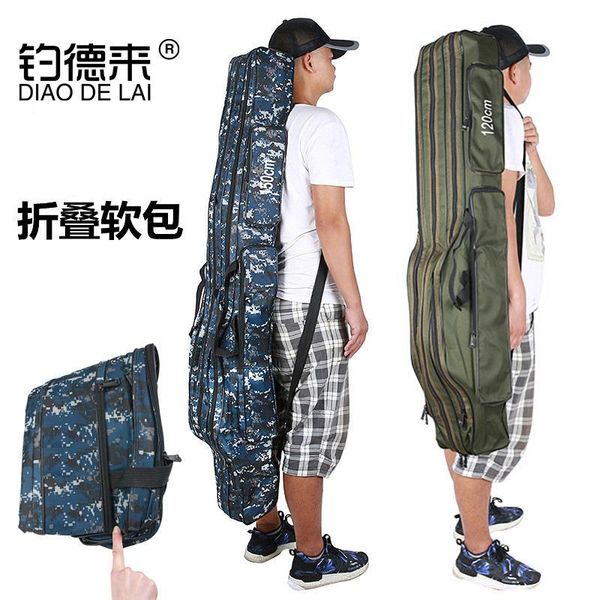 

fishing accessories soft bag collapsible green camouflage big belly sea pole rod tackle