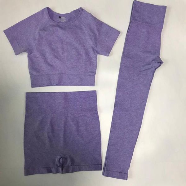 

3pcs/set seamless yoga set women gym set short sleeve crop + running shorts sports wear gym leggings workout sport clothing, White;red