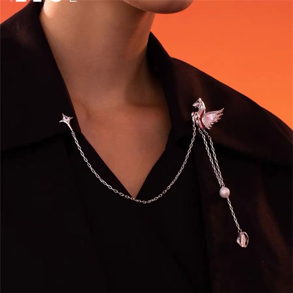 

hbp fashion minority design pegasus tassel brooch female style korean temperament personality pin versatile suit sweater accessories, Silver