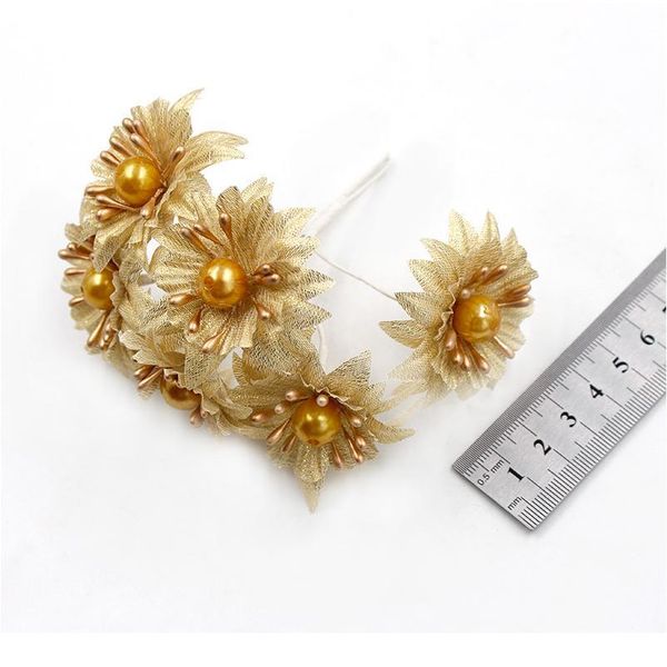 

6pcs/lot gold silver cherry artificial flowers bouquet wedding christmas decoration craft gift fake flower diy scra jllbev