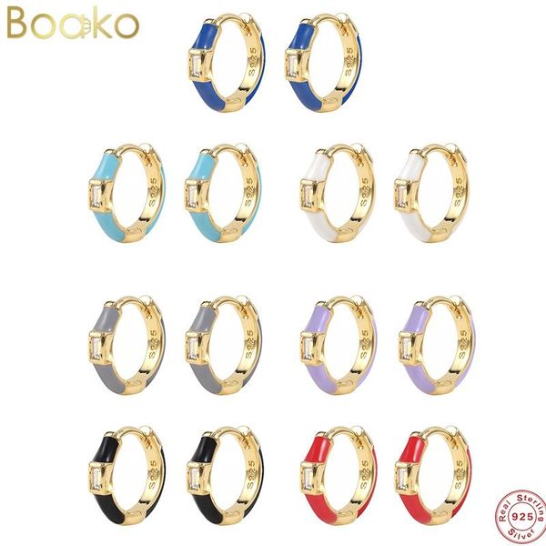 

hoop & huggie boako romantic colorful drip oil gemstones zircon earrings for women wedding earring gift 925 sterling silver fine jewelry, Golden;silver