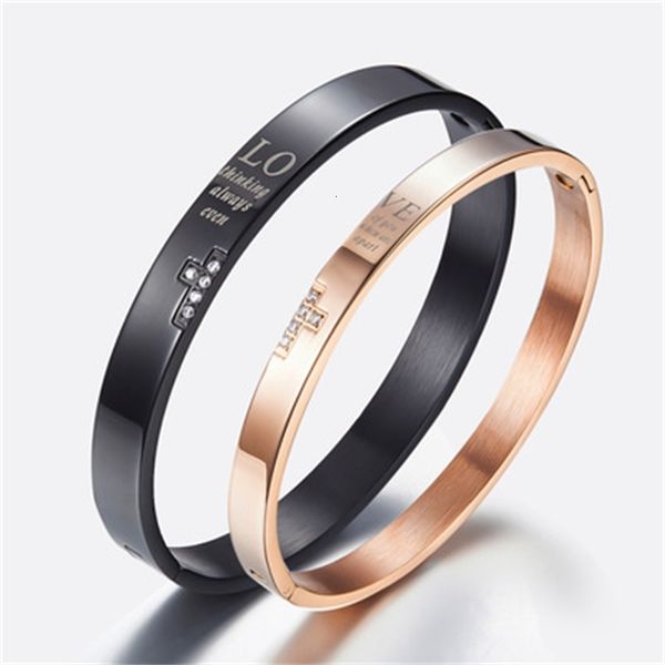 

bangles bracelets jewelry cross lovers bracelet titanium steel rose gold black