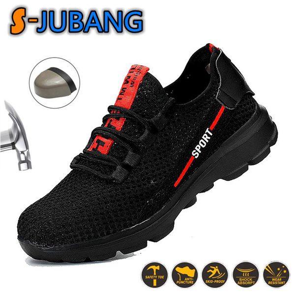 

boots lightweight mens work shoes indestructible safety with steel toe breathable anti-smashing sneakers ld910, Black