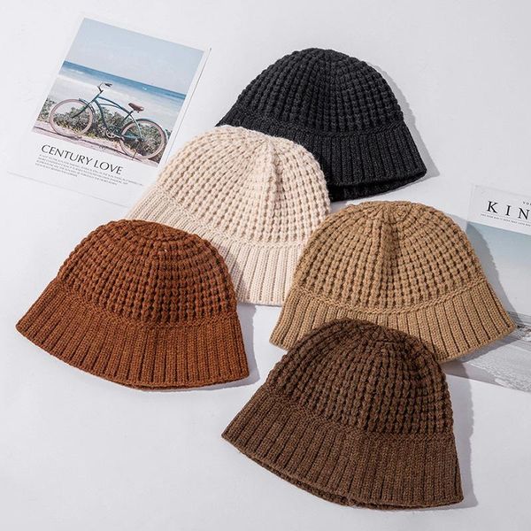 

beanies women's autumn and winter hat solid color woolen style western wide-brimmed matching knitted basin