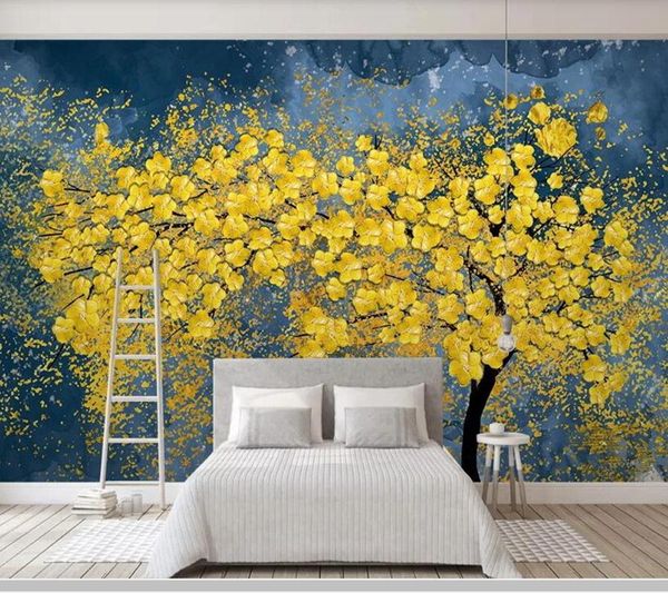 

wallpapers papel de parede golden fortune tree oil painting 3d wallpaper,living room tv wall bedroom papers home decor mural