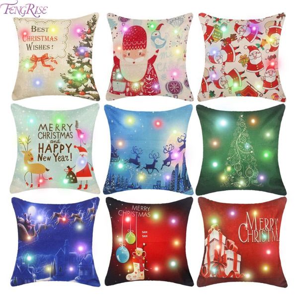 

pillow case fengrise led 45x45cm christmas tree santa claus cover for home 2021 navidad year