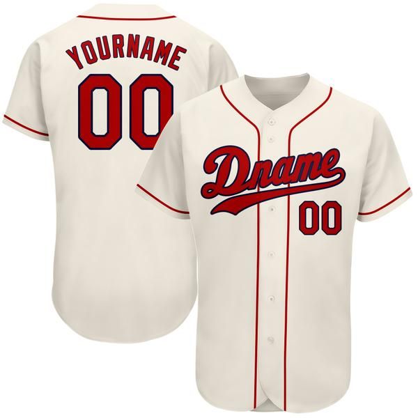 

custom cream red-navy-2 authentic baseball jersey, Blue;black
