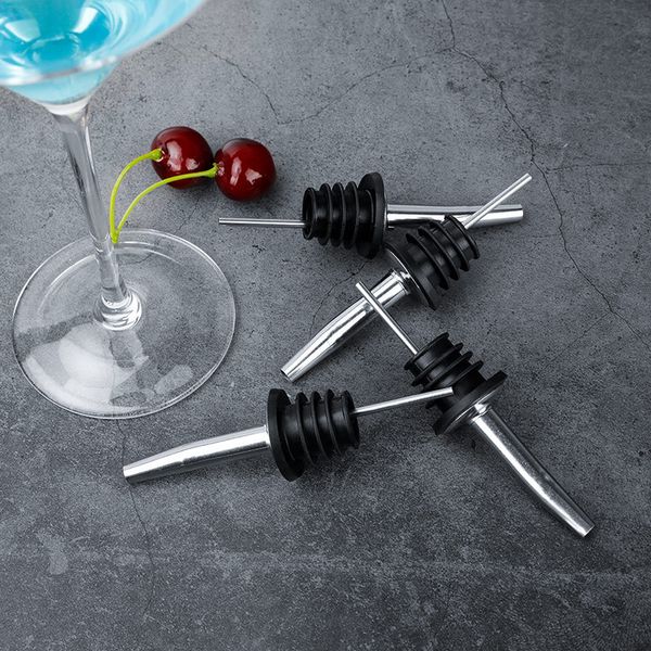 

wholesale stainless steel pouring device wine olive oil pourer dispenser spout glass bottle pourer black wine ser mouth rrd7511
