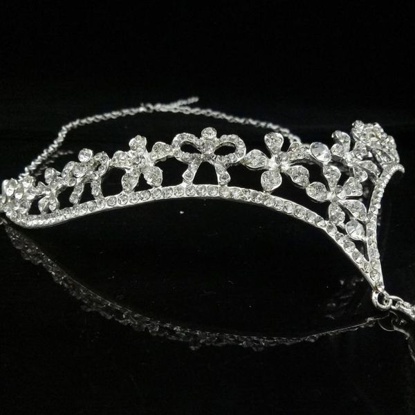 

crystal wedding bridal indian tikka tiara crown bride head jewelry women hair ornament bride hair jewelry acc qylncs, Silver