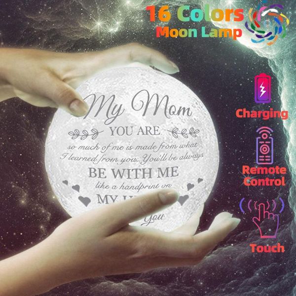 

night lights drop personalized 3d printing moon light usb rechargeable birthday christmas party r lamp gift for mother