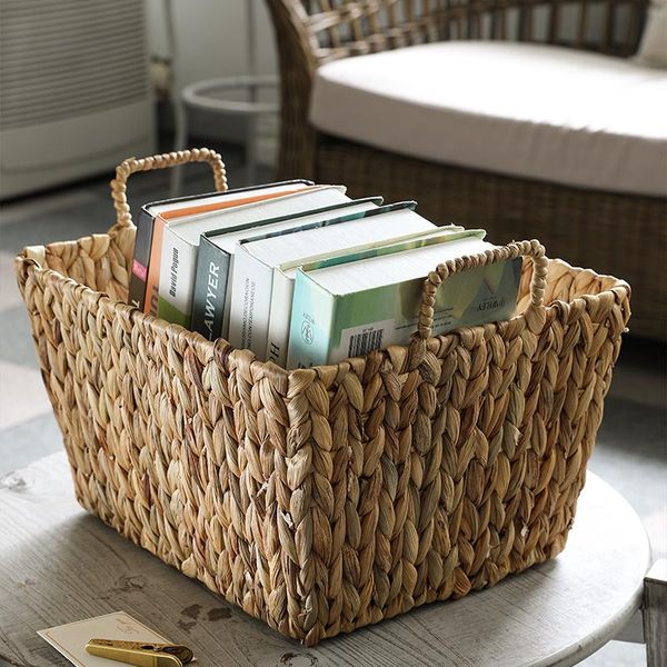 

storage baskets straw woven basket with handle for organizing plant