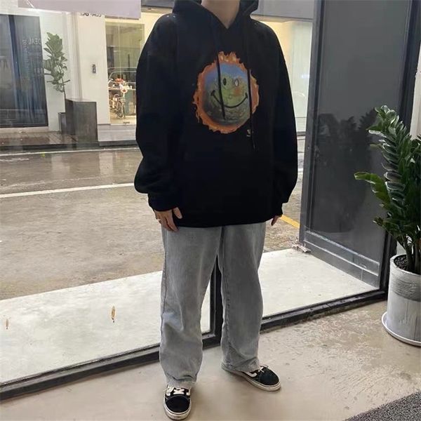 

2021 new fw travis scott cactus jack jackboys world happy face hoodie women men pullover hooded xxxtentacion a9dm, Black