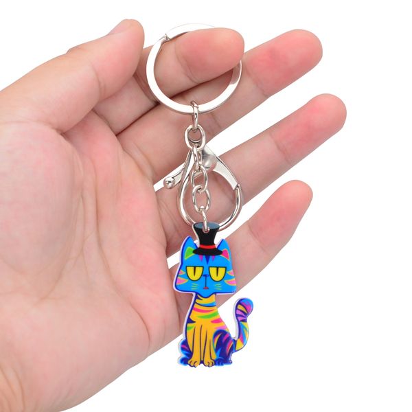 

cute cartoon acrylic keychains creative kitten cat animal key chain jewelry for women kids girls gift car accessory, Slivery;golden