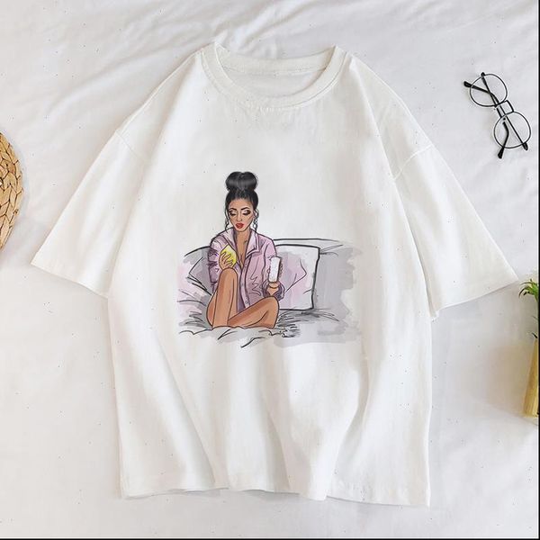 

graphic cartoon korean style female t shirt summer printed girl t shirt women harajuku vogue tshirt, White