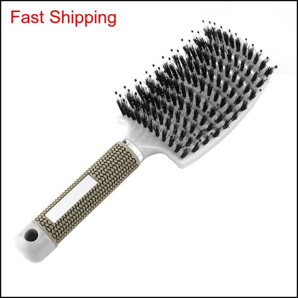 

2018 women hair scalp mas comb bristle & nylon hairbrush wet curly detangle hair brush for salon hairdr qylyvr cissors, Silver