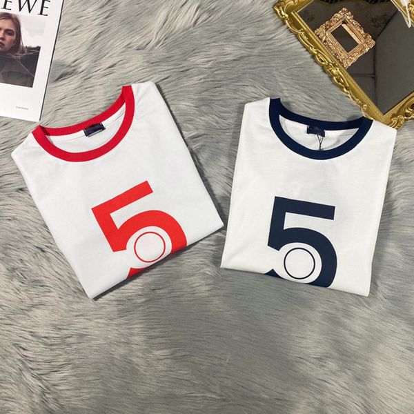 

21 summer new xiangjia couple short sleeve color matching design printed commuting korean version 0112160, White