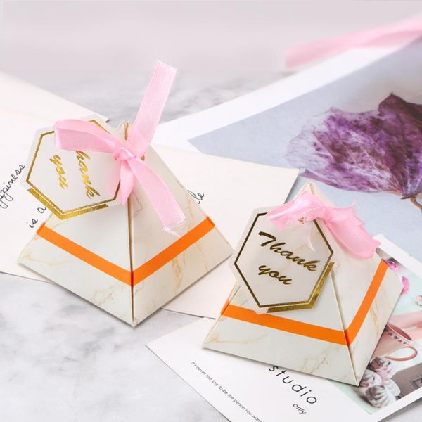 

triangular pyramid marble gift bag paper chocolate boxes package for party birthday wedding favour candy present boxes