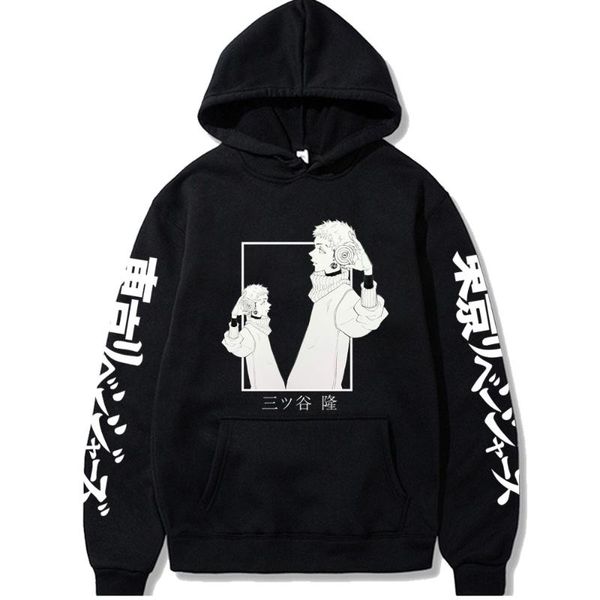 

men's hoodies & sweatshirts harajuku tokyo revengers japanese anime funny takashi mitsuya printed hoodie loog sleeve casual sweatshir, Black