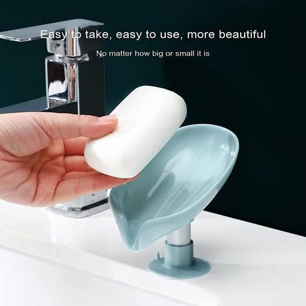 

soap dishes washbasin leaf shape holder plastic self draining with diversion suction cup shower bathroom