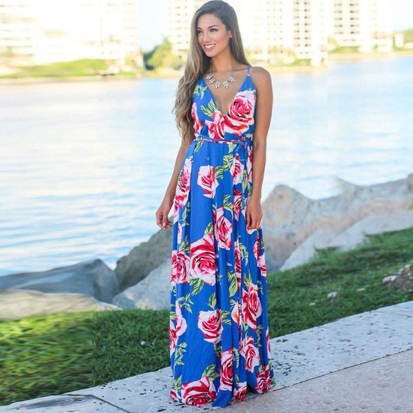 

casual dresses boho summer dress women multicolor v-neck maxi long for plus size clothing party woman robes, Black;gray