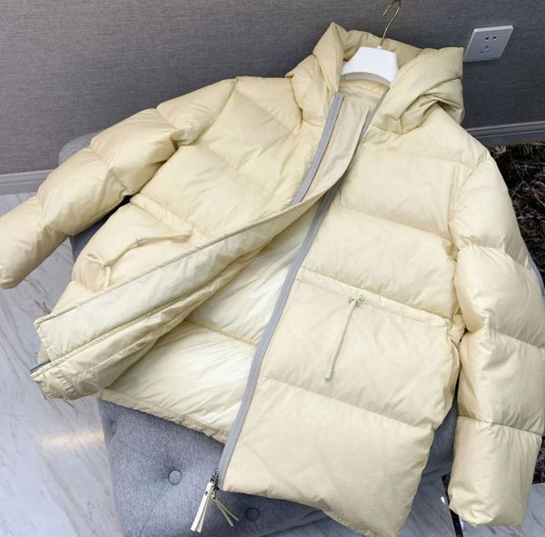

women's down & parkas 2021 jacket fashion casual 90% white duck drawstring hooded loose long-sleeved mid-length coat, Black