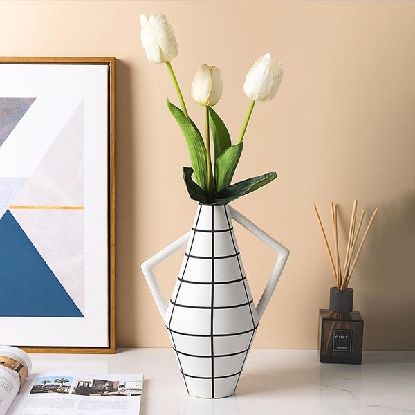 

vases ceramic vase painted abstract geometry flower arrangement handicraft ornaments modern home decoration