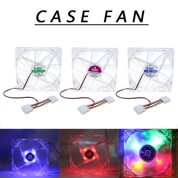 

pohiks cpu fan cooling mute 12cm blade 4 pin computer clear case quad led light fan cooler for pc computers